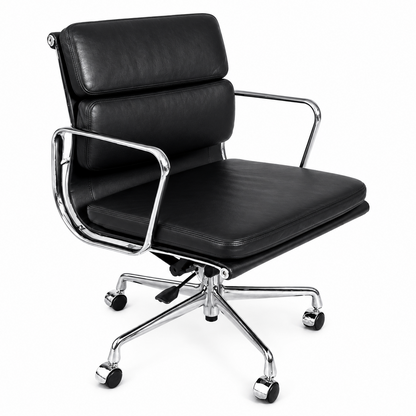 Vitra EA 217 Leder schwarz Chrom