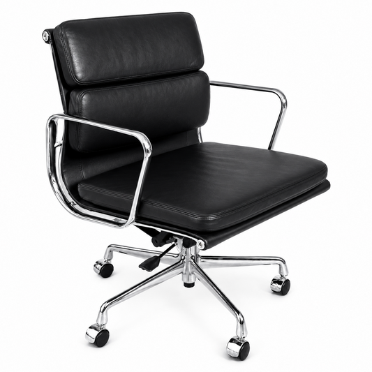 Vitra EA 217 Leder schwarz Chrom