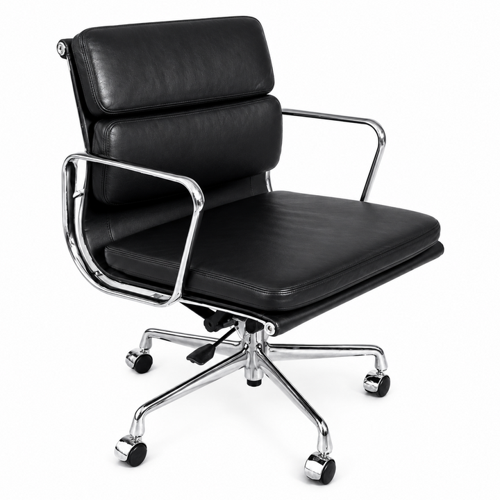 Vitra EA 217 Leder schwarz Chrom