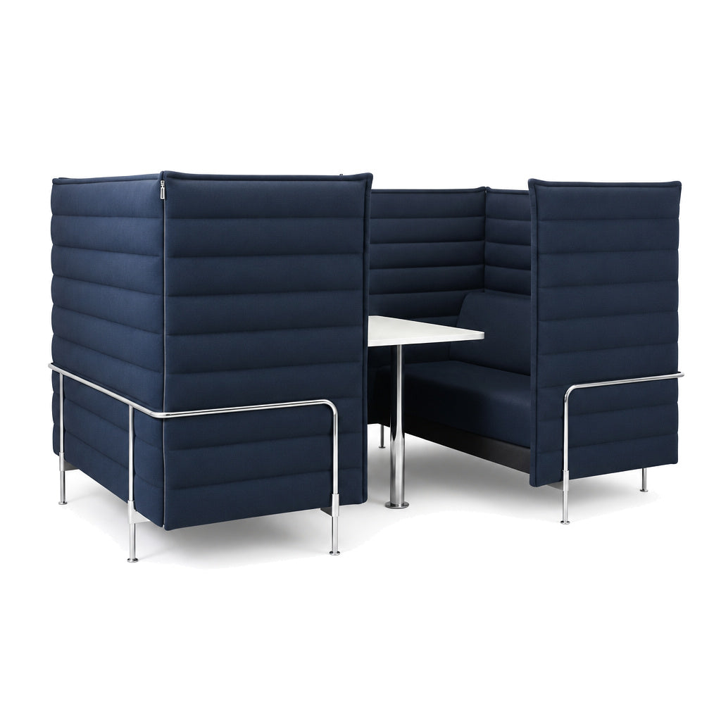 Vitra Alcove Cabin Highback 6-Sitzer mit Arbeitsplatte navy blau