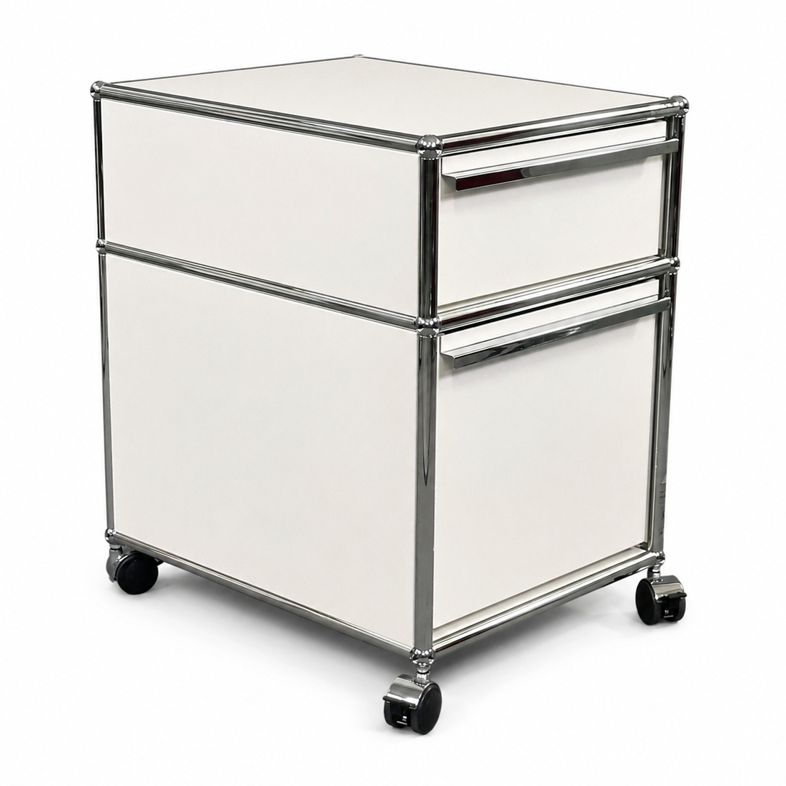 USM Haller Rollcontainer weiß (2 Auszüge) mit Seitenpanelen