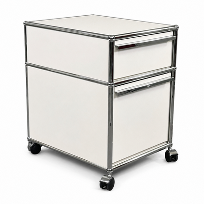 USM Haller Rollcontainer weiß (2 Auszüge) mit Seitenpanelen