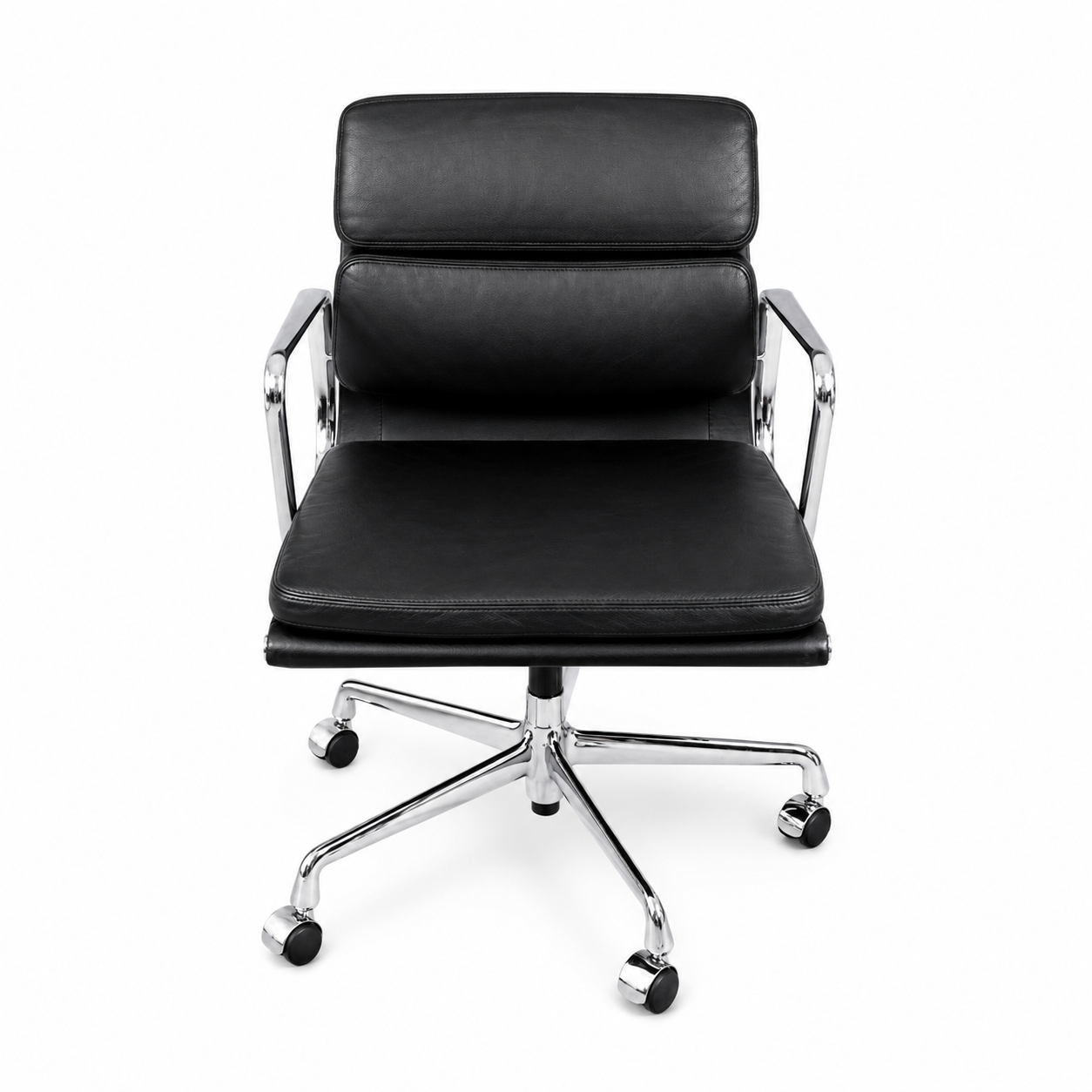 Vitra EA 217 Leder schwarz Chrom