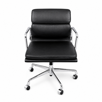 Vitra EA 217 Leder schwarz Chrom