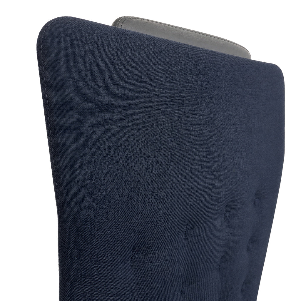 Vitra ID Trim L Stoff schwarz mit Kopfteil und Alufußkreuz