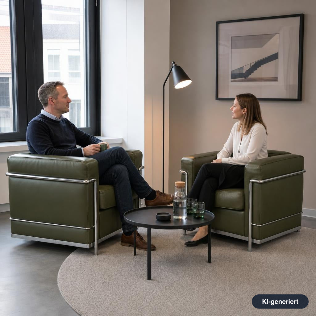 Cassina LC2 Sessel Leder olivgrün