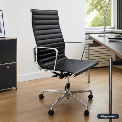 Vitra EA 119 Leder schwarz Alu