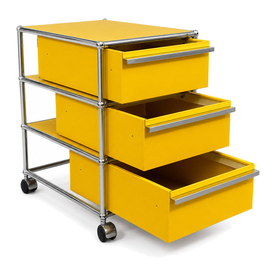 USM Haller Rollcontainer gelb (3 Auszüge)