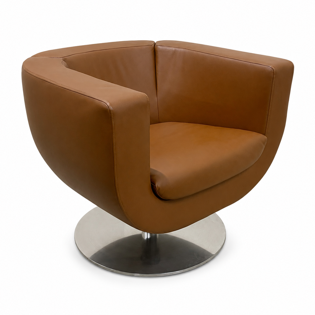 B&B Italia Loungesessel Tulip Cognac / silber