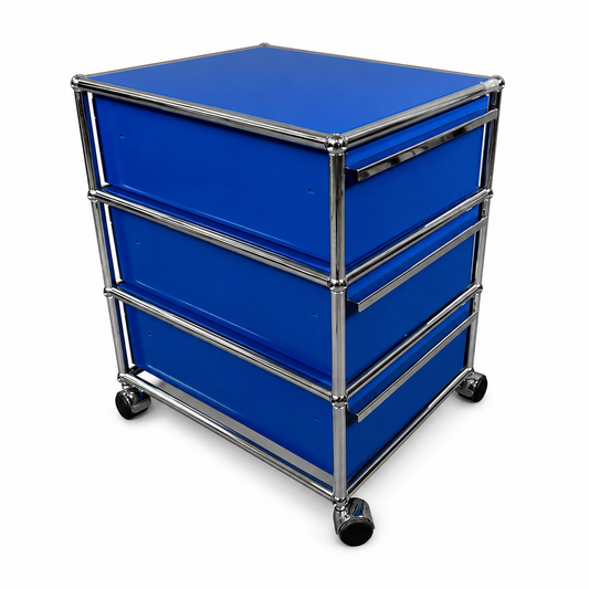 USM Haller Rollcontainer enzianblau (3 Auszüge)