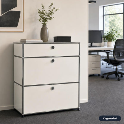 USM Haller Highboard 1x3 weiß 2 Klappen / 1 Auszug