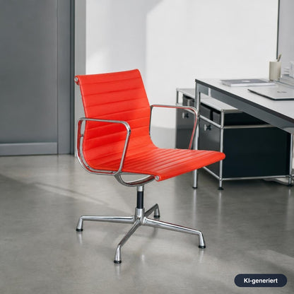 Vitra EA 108 Leder orange Chrom beidseitig