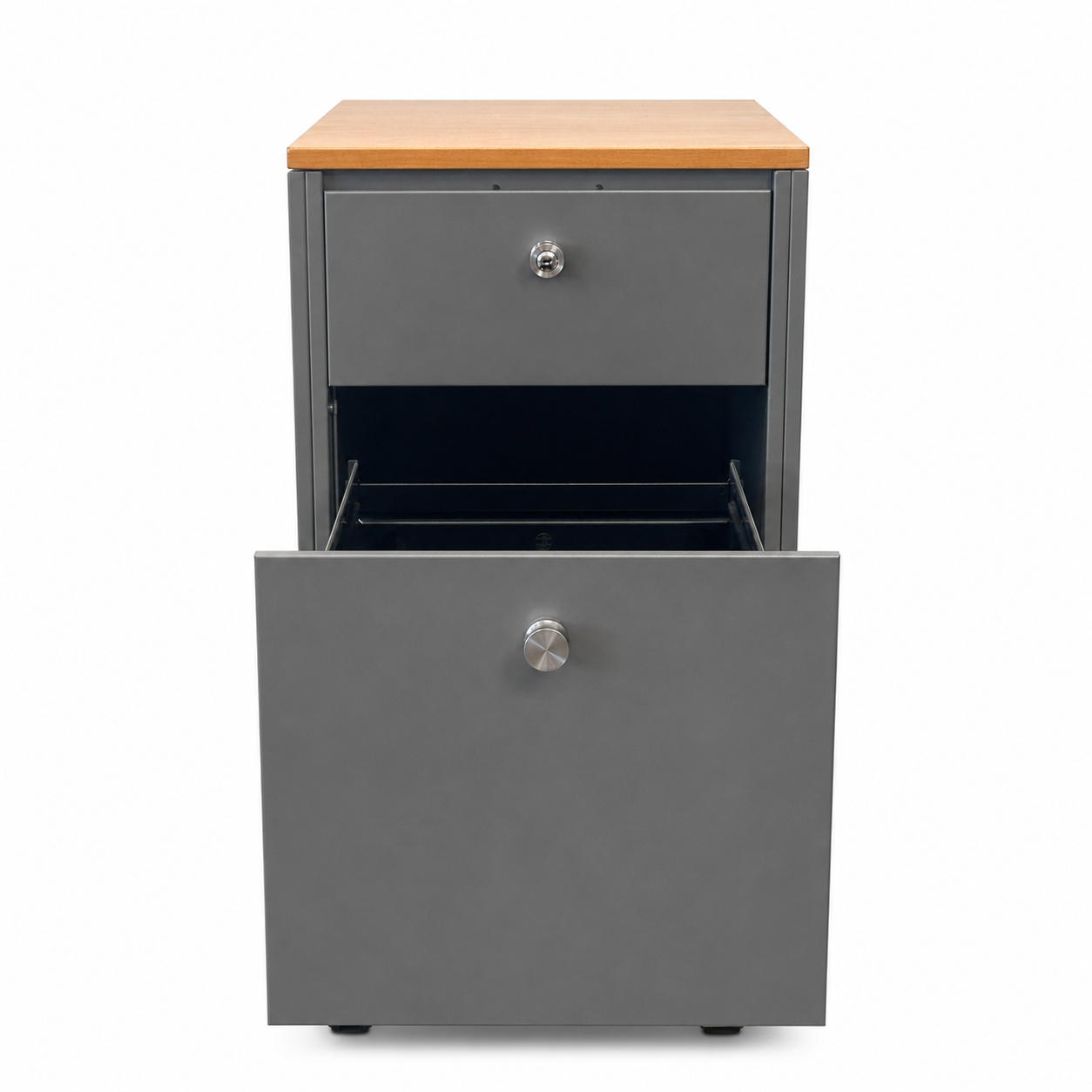 Rollcontainer Silber/Holz
