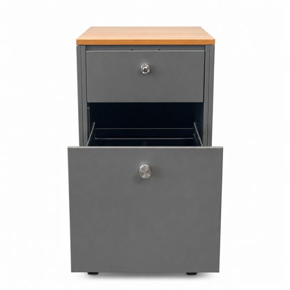 Rollcontainer Silber/Holz