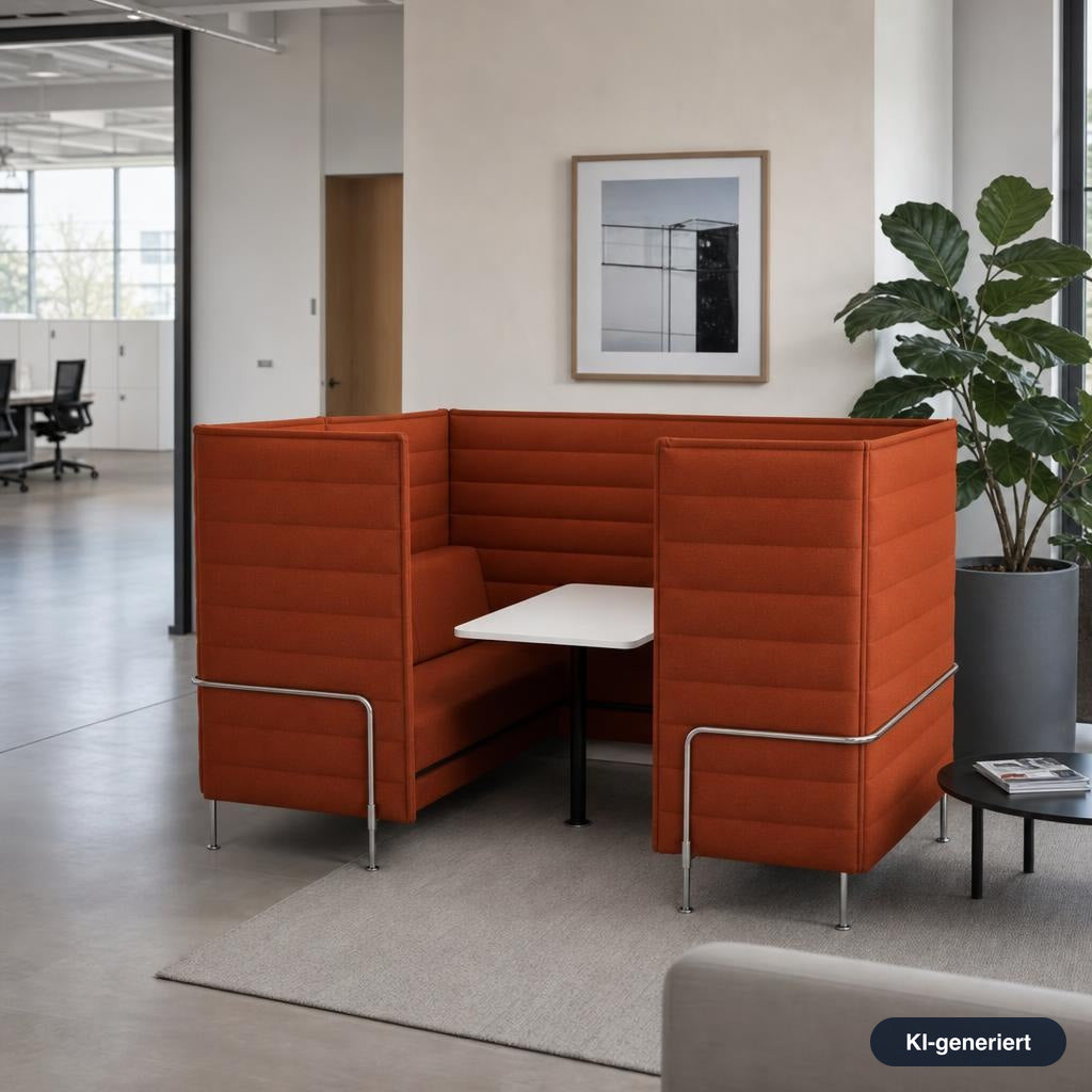 Vitra Alcove Cabin Highback mit Arbeitsplatte orange