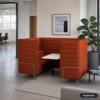 Vitra Alcove Cabin Highback mit Arbeitsplatte orange