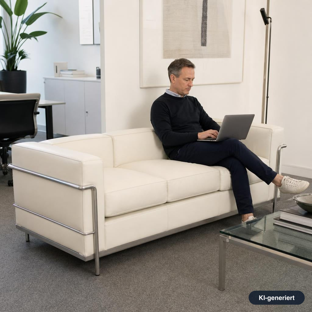 Cassina LC2 3-Sitzer Leder weiß