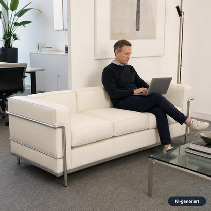 Cassina LC2 3-Sitzer Leder weiß