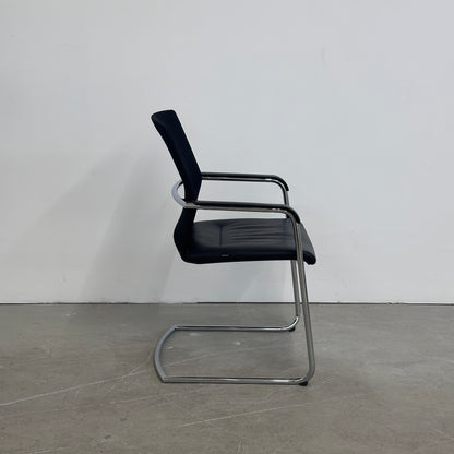 Wilkhahn ON 178/71 Freischwinger Netz / Leder schwarz