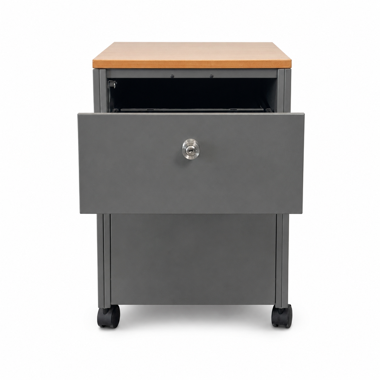 Rollcontainer Silber/Holz