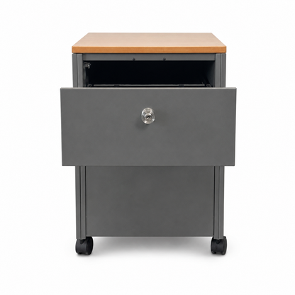 Rollcontainer Silber/Holz