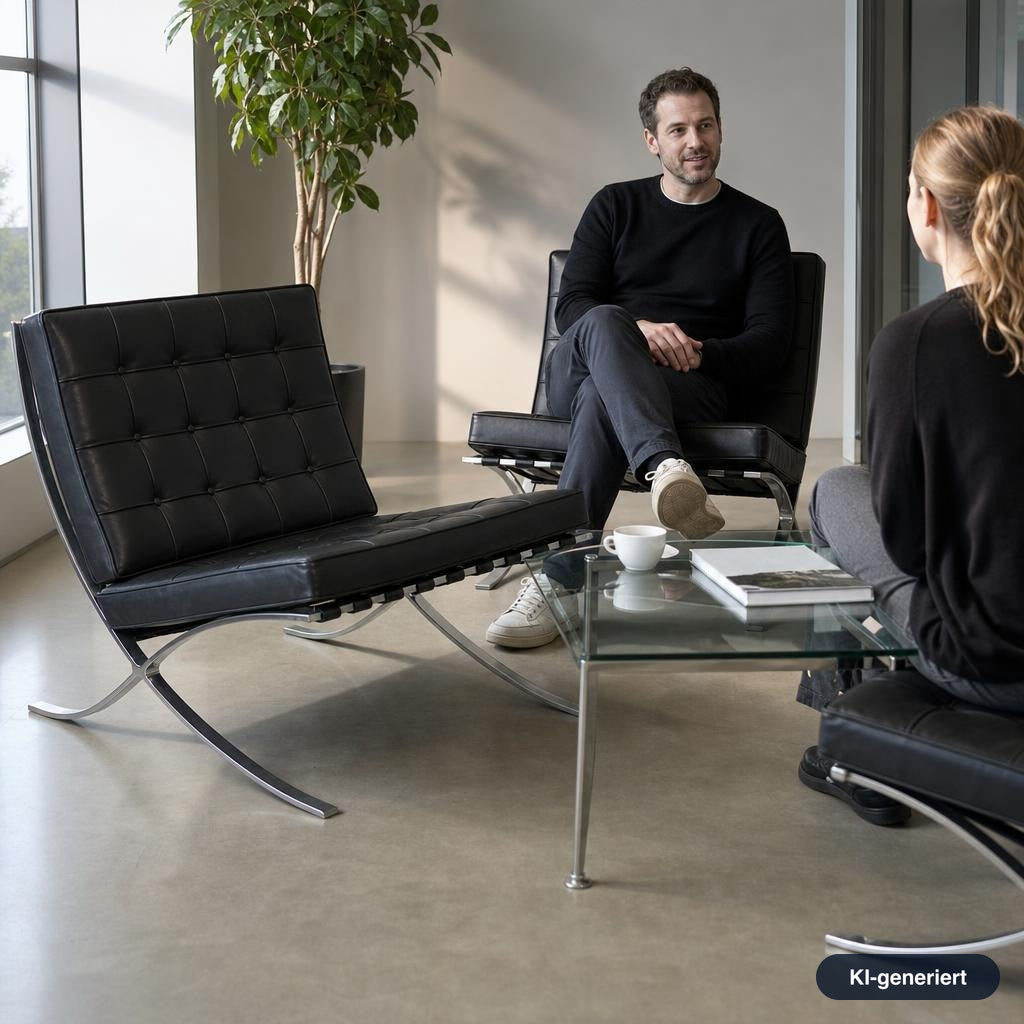 Knoll International Barcelona Sessel Leder / Schwarz · Guter gebrauchter Zustand