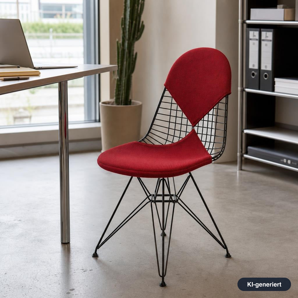 Vitra Wire Chair DKR-2 rot/moorbraun