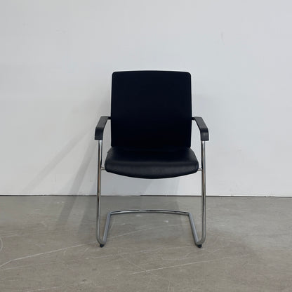 Wilkhahn ON 178/71 Freischwinger Netz / Leder schwarz