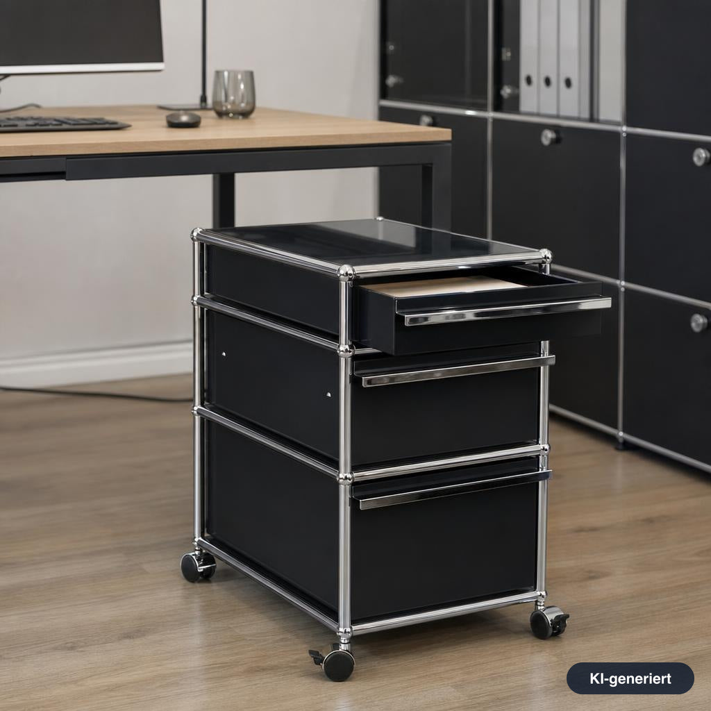 USM Haller Rollcontainer schwarz (3 Auszüge)