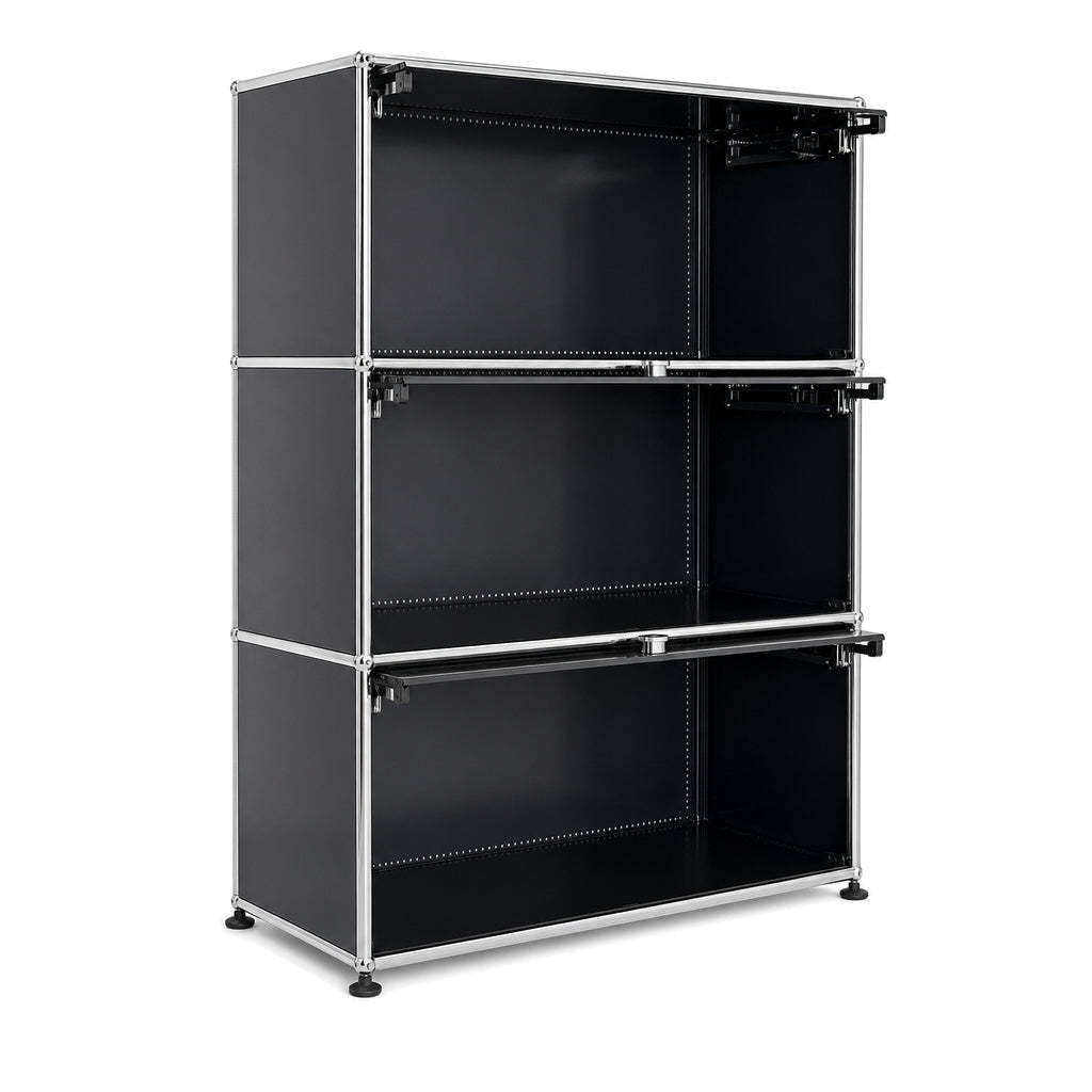 USM Haller Highboard 1x3 Schwarz (Lochrückwand)