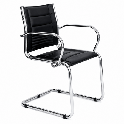 PAKET: 4x Besucherstuhl Leder Chrom [AKTION -50%] B Ware