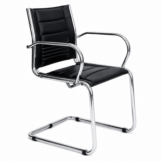 PAKET: 4x Besucherstuhl Leder Chrom [AKTION -50%] B Ware