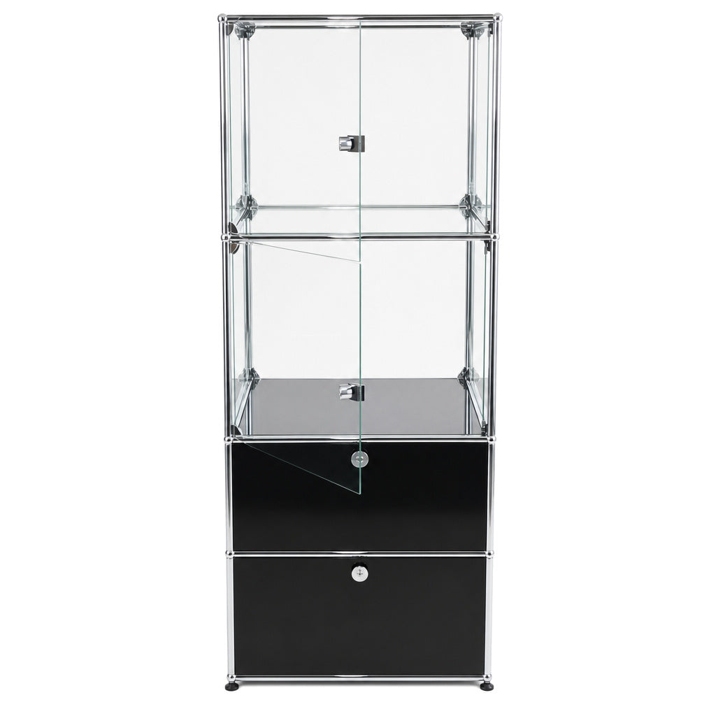 USM Haller Vitrine 1x4 schwarz