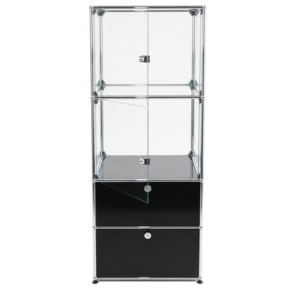 USM Haller Vitrine 1x4 schwarz