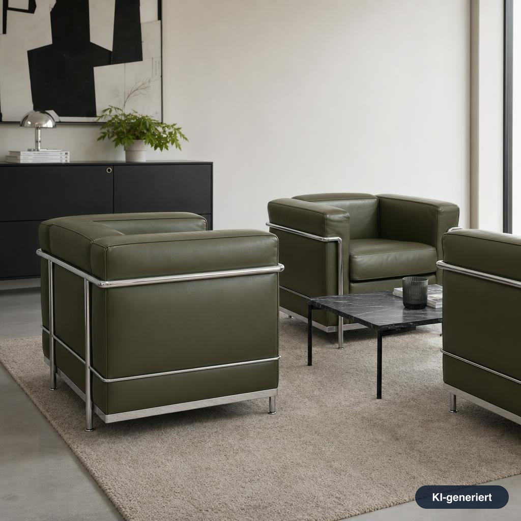 Cassina LC2 Sessel Leder olivgrün