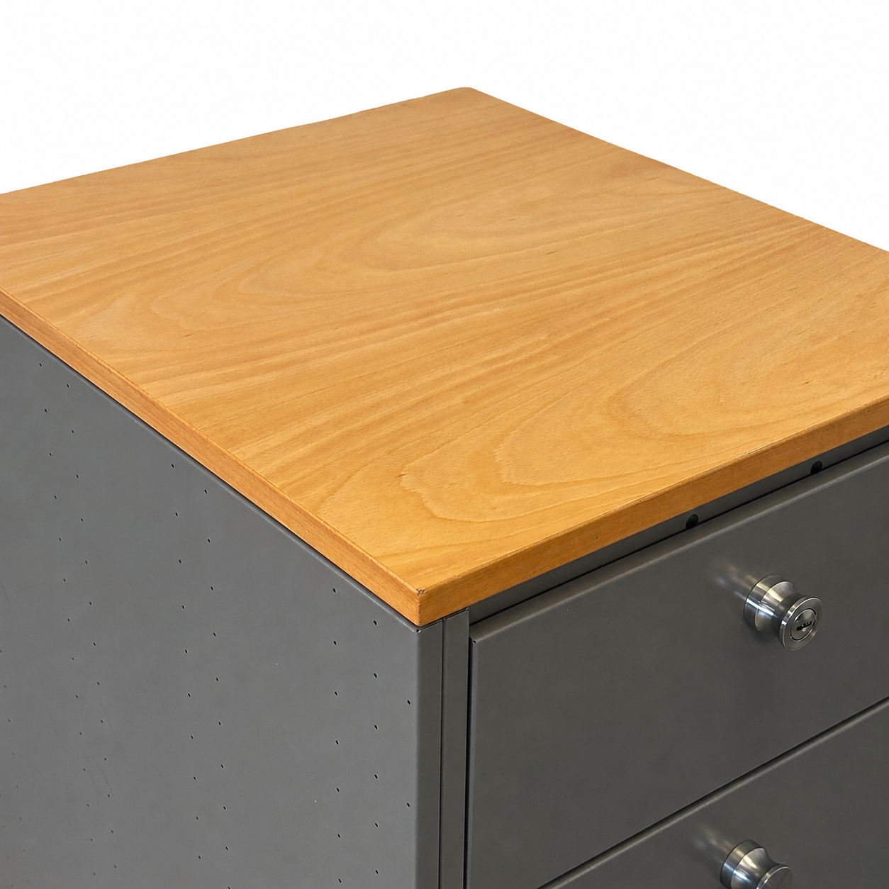 Rollcontainer Silber/Holz