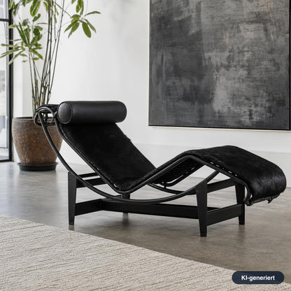 Cassina LC4 Chaiselongue Liege Fell schwarz
