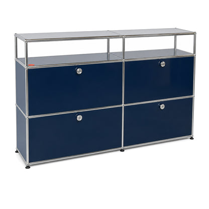 USM Haller Sideboard 2x2 stahlblau mit Aufsatz