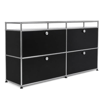 USM Haller Sideboard 2x2 mit 10cm Aufsatz schwarz