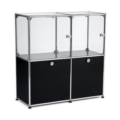 USM Haller Vitrine 2x2 schwarz mit Glas