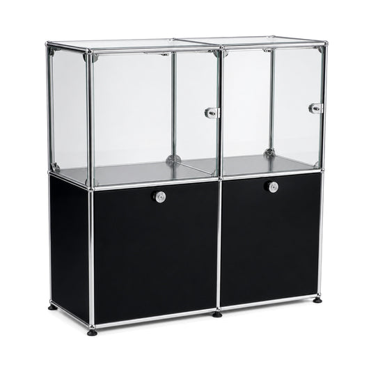 USM Haller Vitrine 2x2 schwarz mit Glas