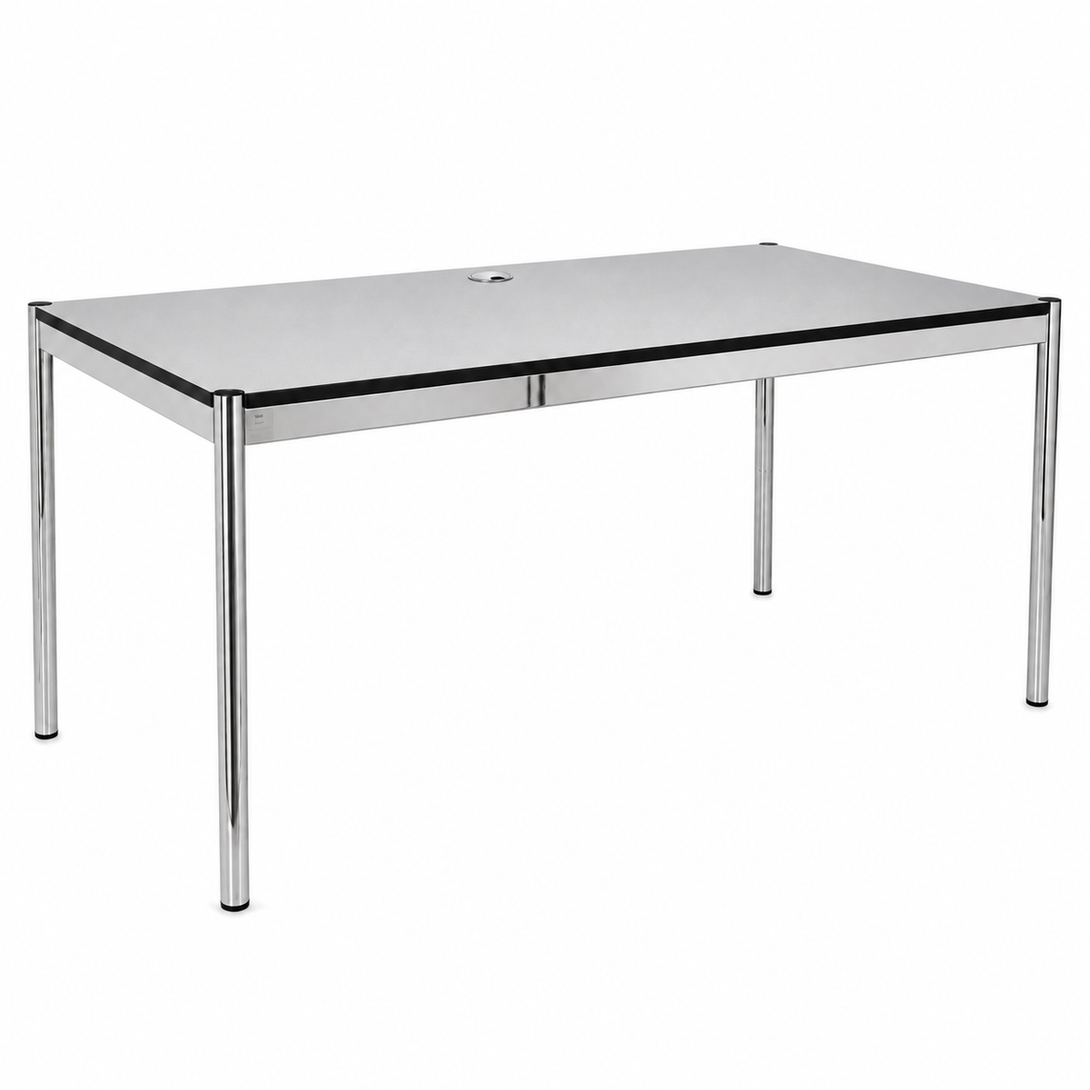 USM Haller Tisch 200x100cm Silber mit Kabeldurchlass