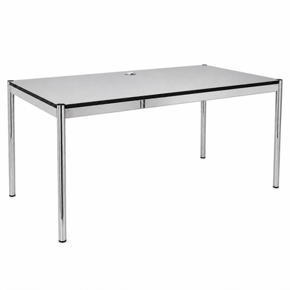 USM Haller Tisch 200x100cm Silber mit Kabeldurchlass