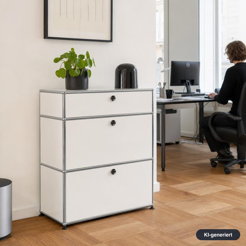 USM Haller Highboard 1x3 weiß 2 Klappen / 1 Auszug