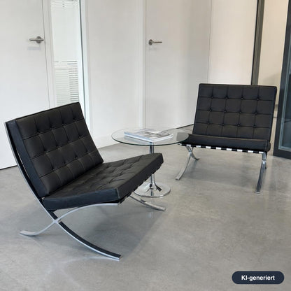Knoll International Barcelona Sessel Leder / Schwarz · Guter gebrauchter Zustand