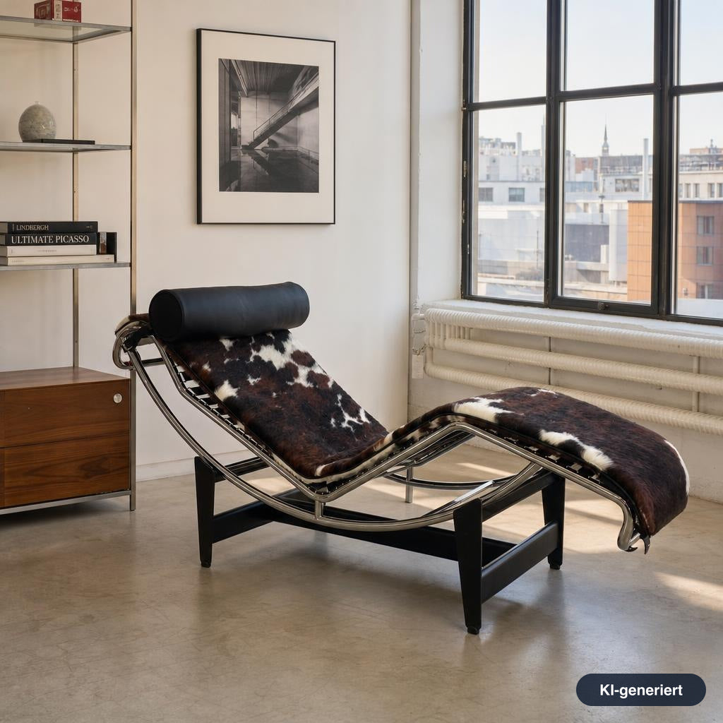 Cassina LC4 Chaiselongue Liege Fell gefleckt