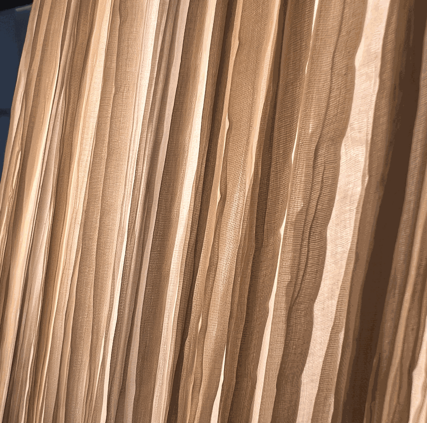 Close-up of beige fabric lampshade on dimmable Acqua Creation Morning Glory floor lamp in good used condition