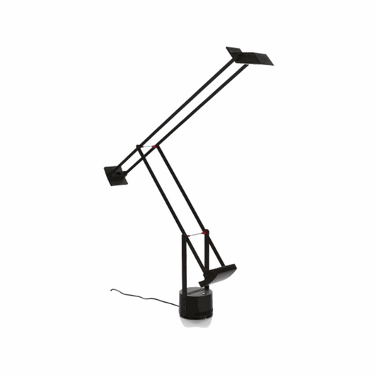 Black Artemide Tizio adjustable desk lamp with slim arm design and GY6.35 bulb socket