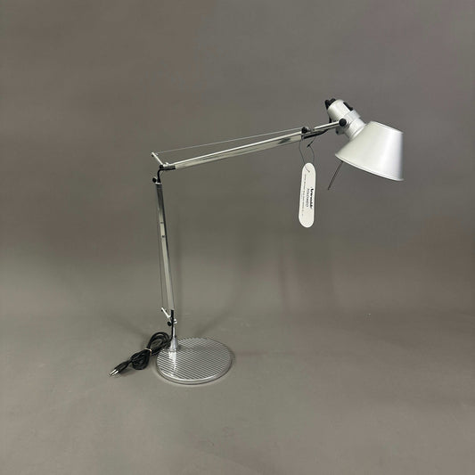 Artemide Tolomeo Tavolo polished aluminum adjustable desk lamp with round stand and conical shade