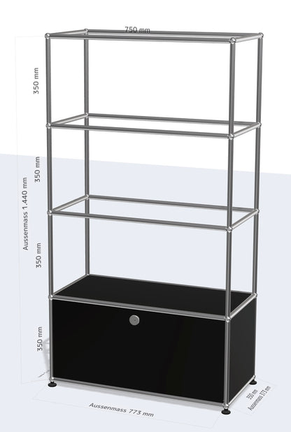 USM Haller Vitrine schwarz mit Klapptür